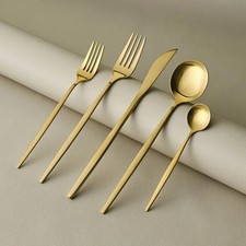 Matte Gold 12 Person 60 Piece Cutlery Set Stainless Steel