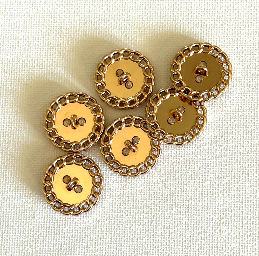 Chanel Vintage Button Set of 6 Size 23 mm Black Gold Tone Metal