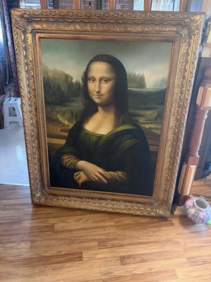 Mona Lisa Oil Painted Large Framed Portrait Painting Realism Style Ornate Art 