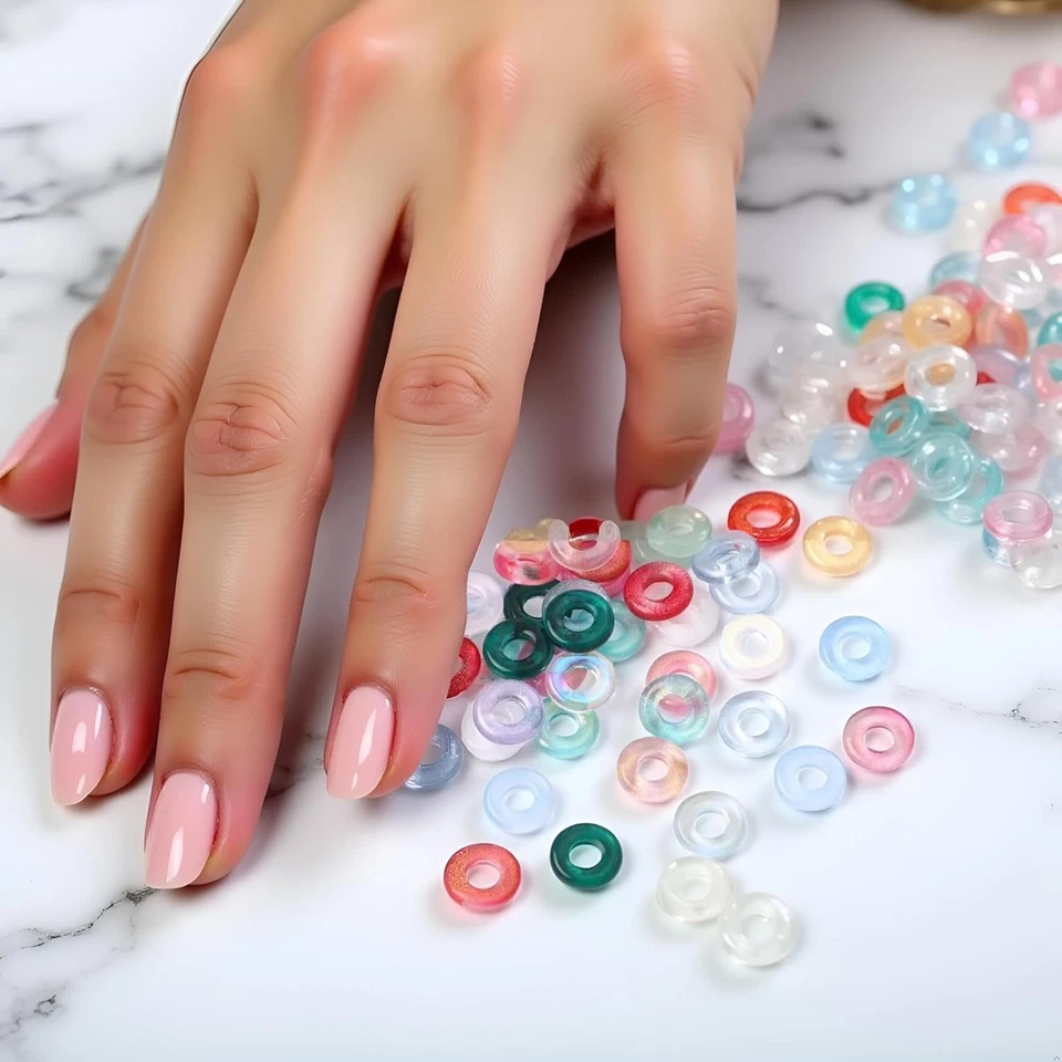 100 Pcs 11Mm Glass Donut Beads, Charms Glitter round Bead Colorful Crystal Beads - Image 2 of 4