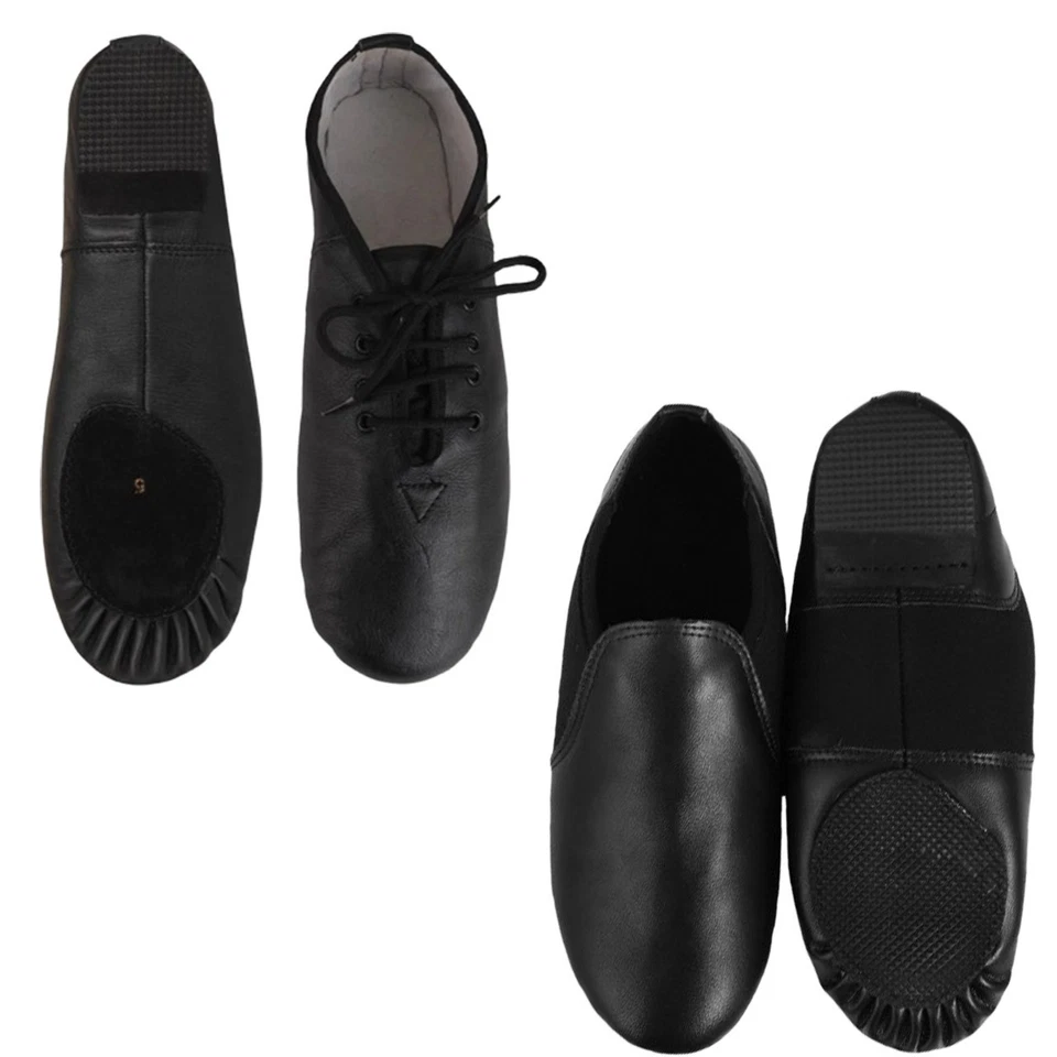 CAPRA FALCONERI JAZZ DANCE SHOES SLIP ON Black Leather split Irish ballet leotard sole UNISEX 03