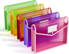 5 Pack Plastic Expanding File Folders A4 Letter Snap Closure Transparent