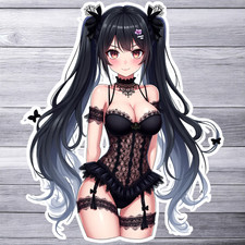 Pinup Girl Sticker Vinyl Decal Black Lace Lingerie Gothic Anime Style