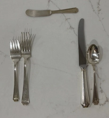 Gorham Sterling Fairfax L Monogram 63 Pieces - 12 Place Settings & 3 Serving