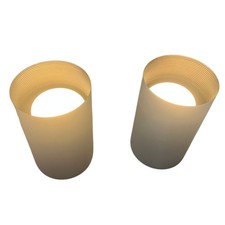 Pair White Cylinder Table Lamps w/ Inline Switch