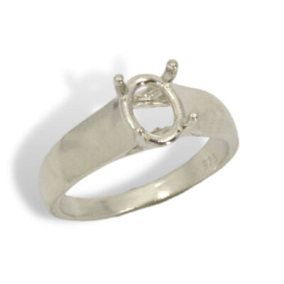 Sterling (8x6mm - 12x10mm) Oval Comfort Fit Pre-notched Ring Mounting