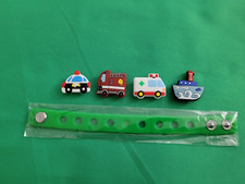 Kid Silicone Charm Bracelet w/4 Charms Cute Rescue Cars Fun Gift Clogs Accessory