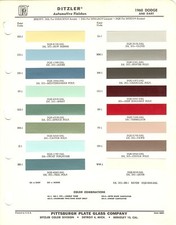 1960 Dodge Dart Pioneer Phoenix Matador Polara Seneca Fl Paint Chips Sheet Ppg