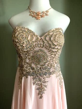 Aspeed Design Blush Formal Dress With Embroidered Top Part And Cover