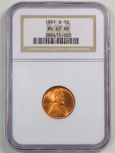 1951-S 1C Lincoln Wheat Cent MS67RD NGC 289415-005