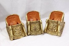 Christmas Sleigh Centerpieces Gold 9-1/2" Lot of 3 Xmas