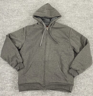 Espada Mens Sherpa Lined Hoodie Full Zip Gray Size Medium