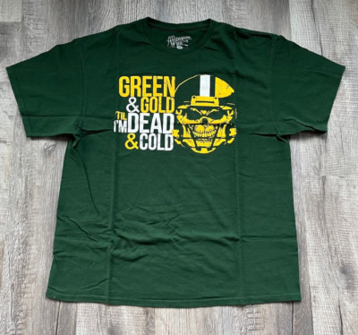 Green Bay Packers Green & Gold Till I'm Dead & Cold T Shirt Sz XL NFL