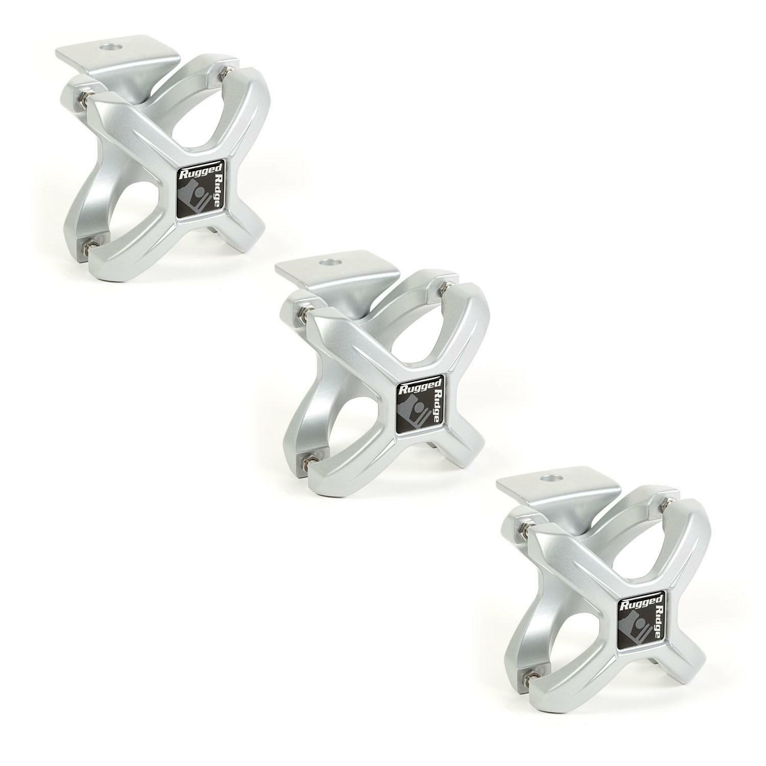 Kit de 3 X-Clamps argent 2.25-3 pouces pour fixation de barre de toit et phares LED