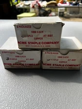 15 Full Boxes Vintage COPPER J Staples AT-8507 Acme Staple Co. 15,000 Ct.