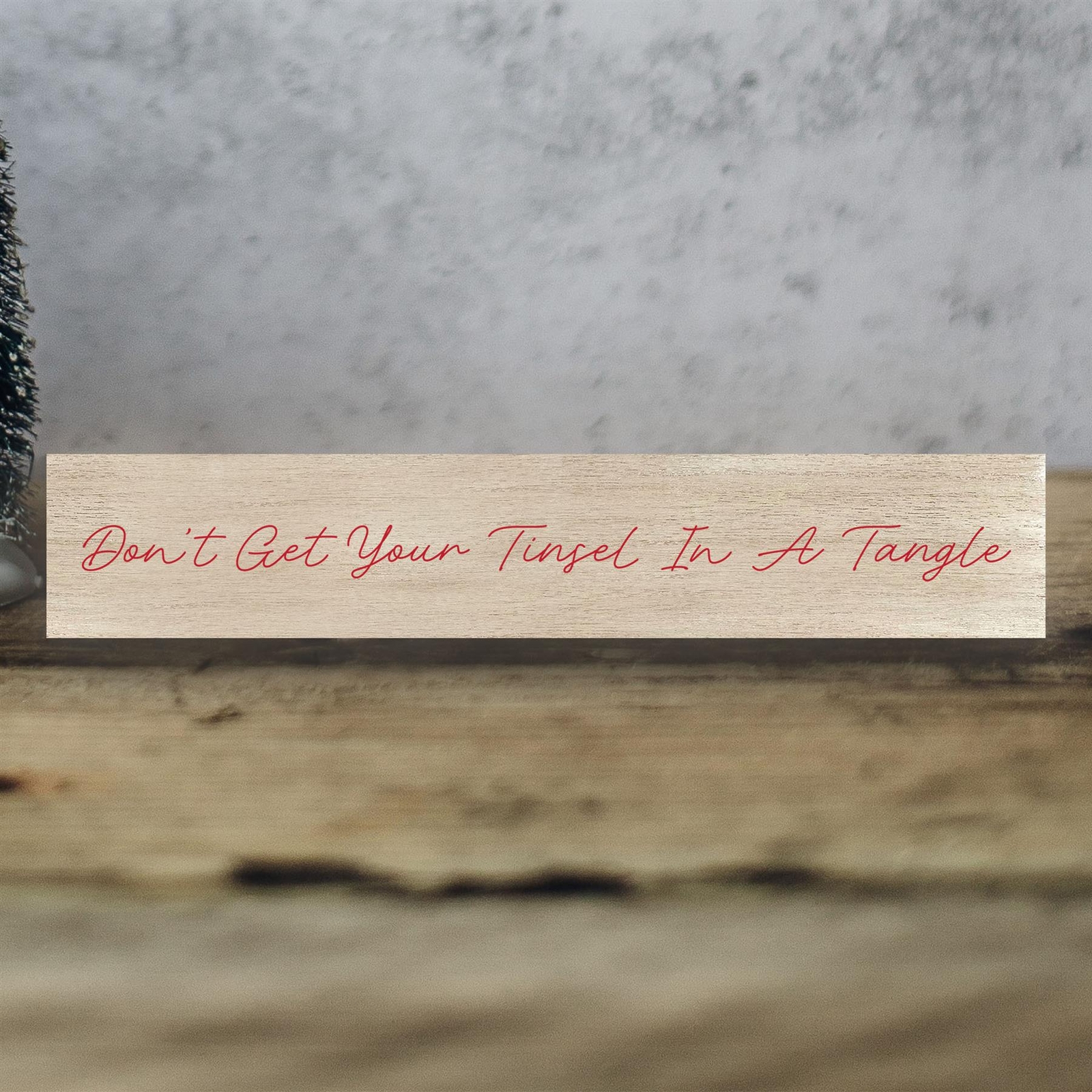Tinsel In A Tangle Humorous Typography Wooden Memento Block