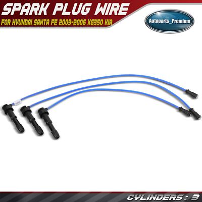 3x Spark Plug Wire Set for Hyundai Santa Fe 2003-2006 XG350 Kia Amanti 2004-2006