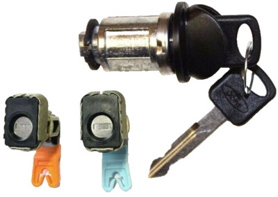 Ford Ignition Switch Lock Cylinder + Pair (2) Door Lock Cylinder W/2 Logo Keys
