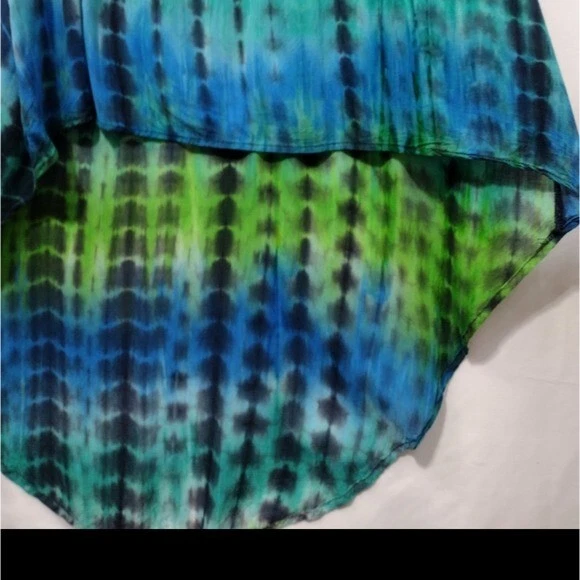 Vestido Poesía Artístico Dobladillo Alto Bajo Para Mujer S Verde Azul Boho Costero Tropical Playa Foto 3 de 4