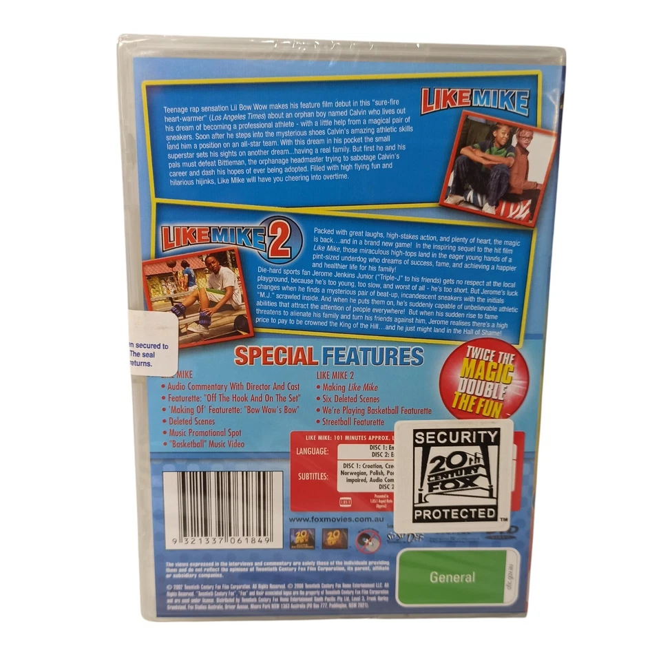 Like Mike 1 2 DVD Comedy Children Fantasy Sports Basketball Region 4 Brand New - Image 2 of 4
