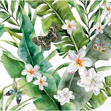 Boston International 3-Ply Lunch Napkins, 6.5 x 6.5, Jungle Leaves (20 Count)