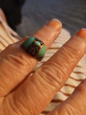 Vintage Sterling Silver SX 925 Inlaid Turquoise Thai Ring Sz 5.5