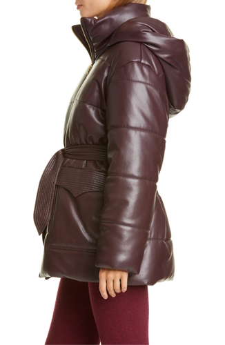 New Nanushka Burgundy Lenox Hooded 