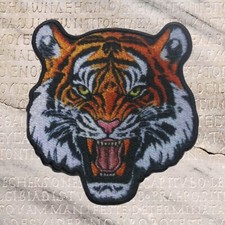 BENGAL TIGER iron-on PATCH ROARING WILD ANIMAL SOUVENIR APPLIQUE new