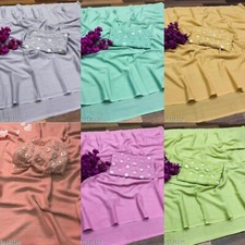 Women's shimmer Gergete Saree with Separate Blouse Piece