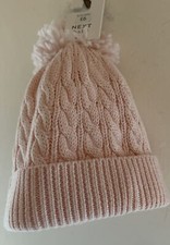 6-12 Months Pink Cable Cotton Pompom Lined Hat By Next