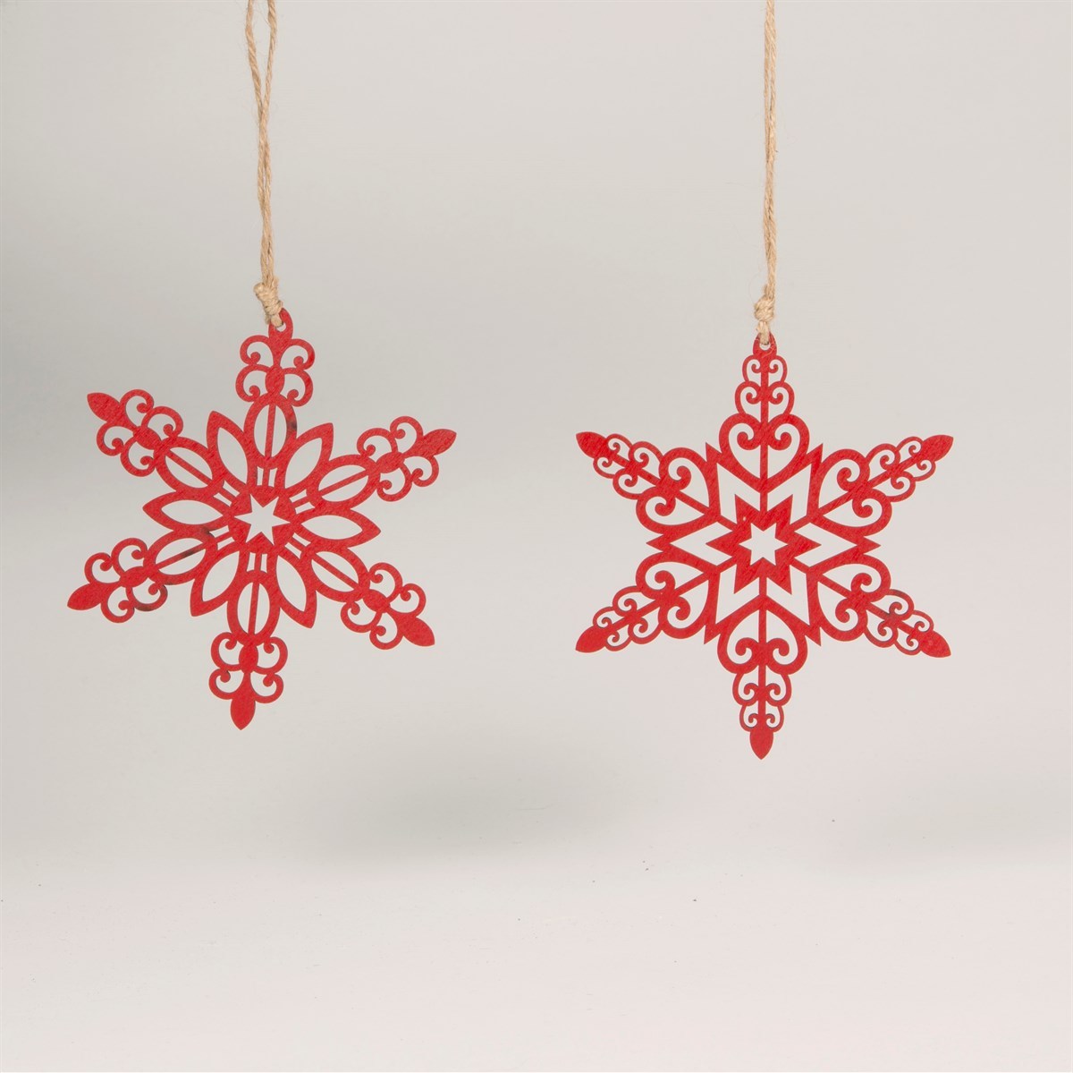Sass belle Red Snowflake Star Set of 2 Stars Wooden Wall Xmas decoration hanging