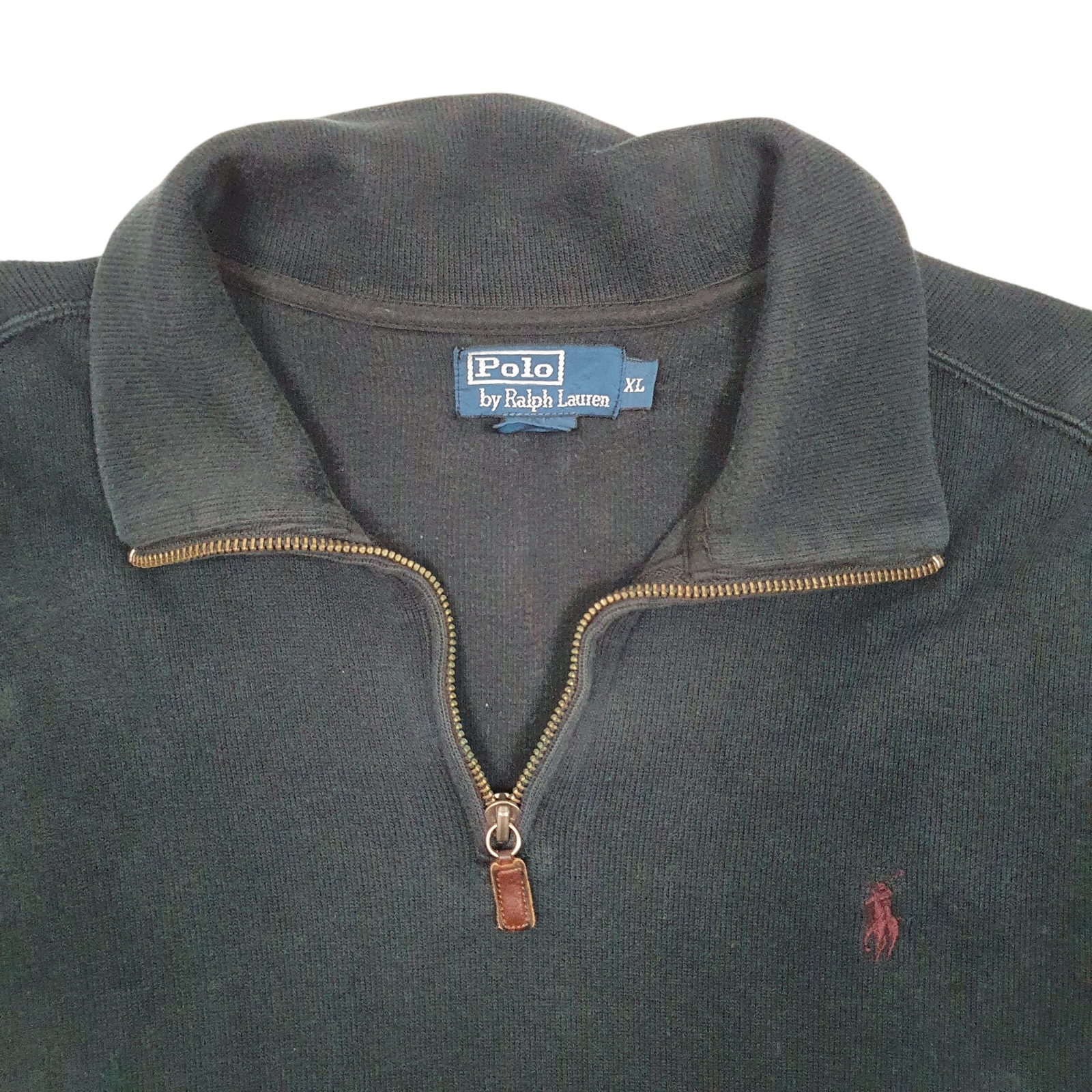 POLO RALPH LAUREN 1/4 Quarter Zip Cotton Jumper Sweatshirt Mens XL image 2