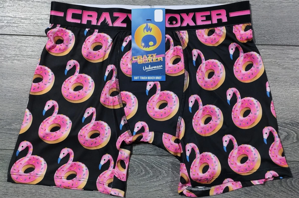 Donut Underwear Mens Medium 32-34 Pink Flamingo Pool Floatie Crazy Boxer  Brief