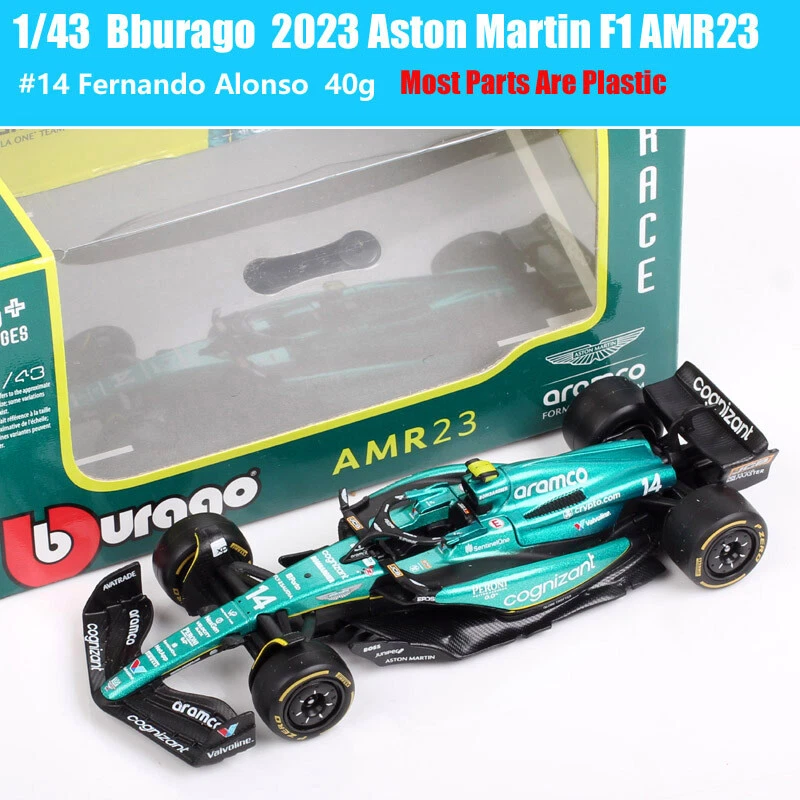 Bburago 1:43 2023 Aston Martin F1 AMR23 #18 L Stroll #14 F Alonso Model Car Toy - Image 4 of 4