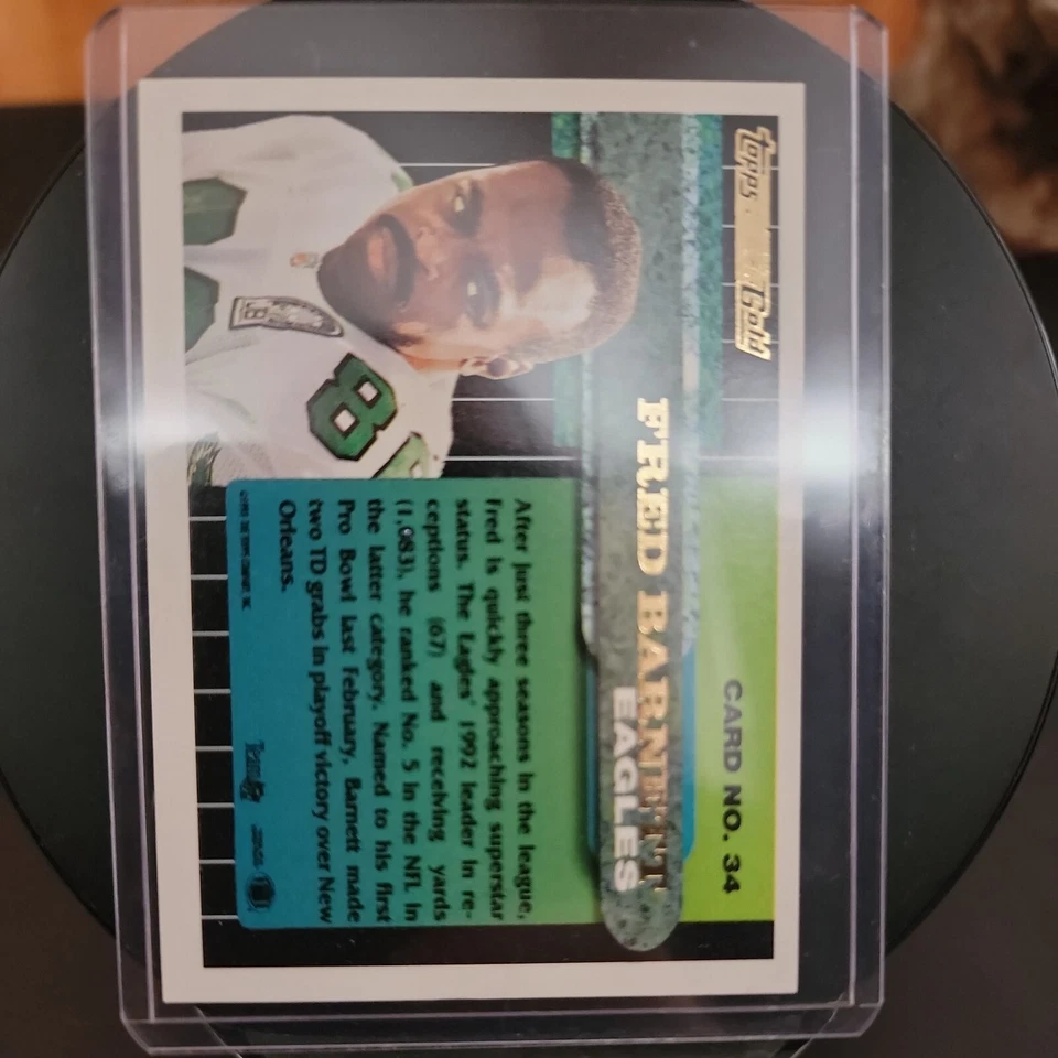 Fred Barnett Eagles 1993 Topps Black Gold NFL  Football card - Image 2 of 2