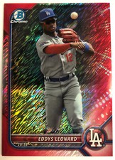 2022 Bowman Chrome #BCP-229 EDDYS LEONARD Red Shimmer Refractor /10 Dodgers