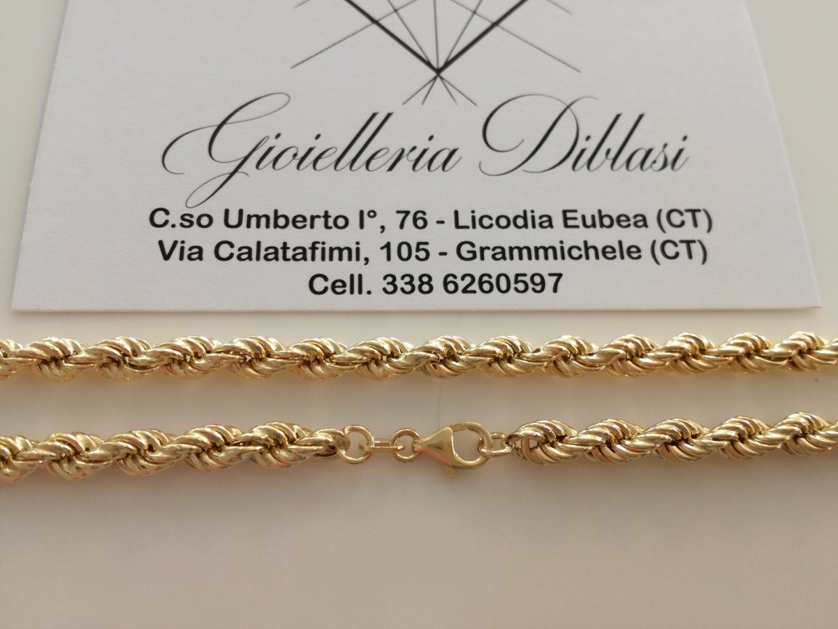 Chaîne Collier En Or Jaune 18K (750‰) Tresse/corde - Longueur 50 Cm - Fabriqué En Italie - Neuf Avec étiquettes