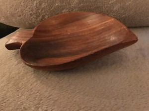 wood leaf bowl from the Philippines approximate 8" x 5.5"