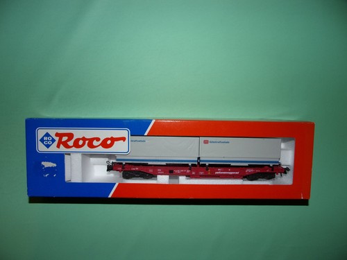 Roco H0 - 3 x 4 achsig / 3 x wagons 4 ess. avec caisses mob (Gebraucht