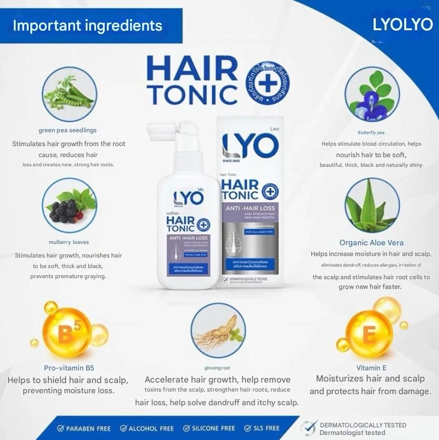LYO Hair Tonic helps reduce hair loss and makes hair thicker Treatment 100 ml. - Image 2 of 4