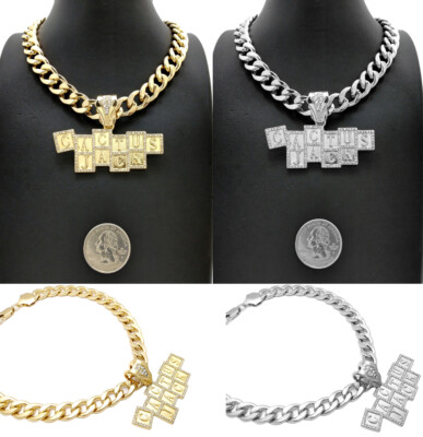 Hip Hop Fashion Cactus Jack Pendant 11mm/18'',20'' Cuban Chain Necklace RC3929