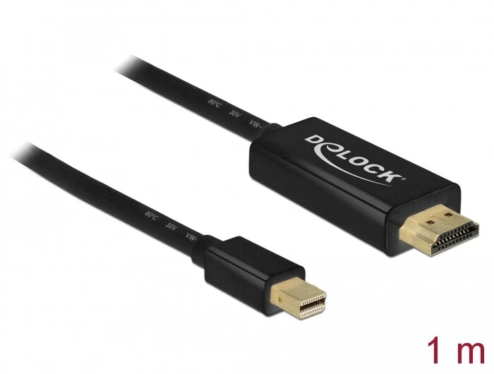 DeLOCK Adapterkabel miniDP Stecker HDMI-A Stecker, schwarz - Bild 2 von 2