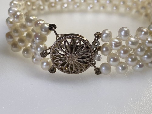 Sterling Silver 925 Bracelet Acier Artificial Faux Pearls