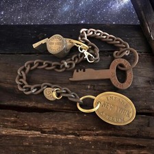 New York Insane Asylum Guard Key & Whistle - Antique Finish