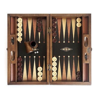 Classic Wide Backgammon Mosaic Massive Wood with Numerator Black 50cm /19.6in