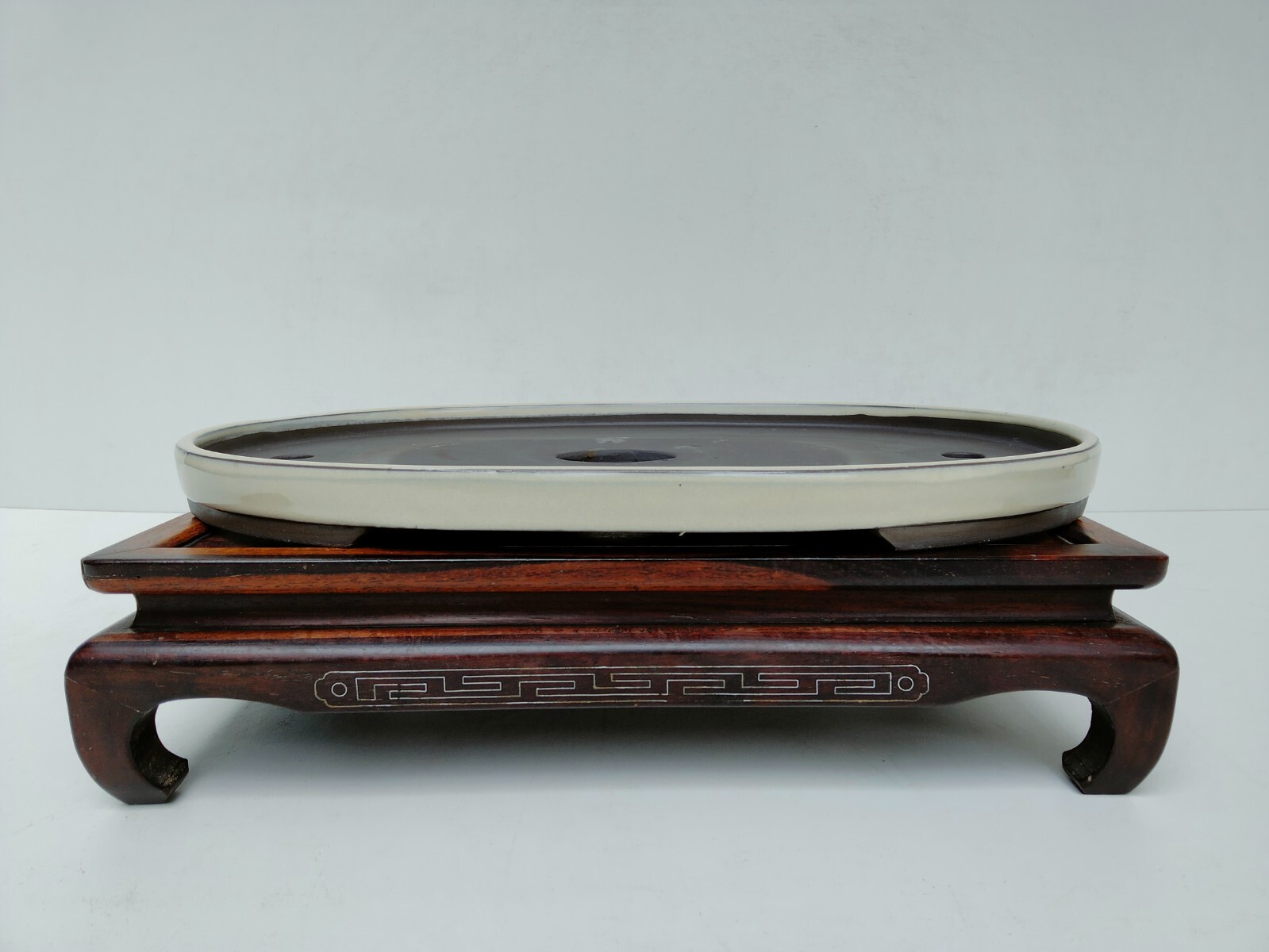 Bonsai Pot Japan HARUMATSU Glazed Oval Shallow Width 40.7 cm / 16.02 in.