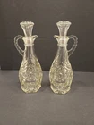Vtg Anchor Hocking Vinegar & Oil Cruets Star of David 2  Rare Retro Glass stoper