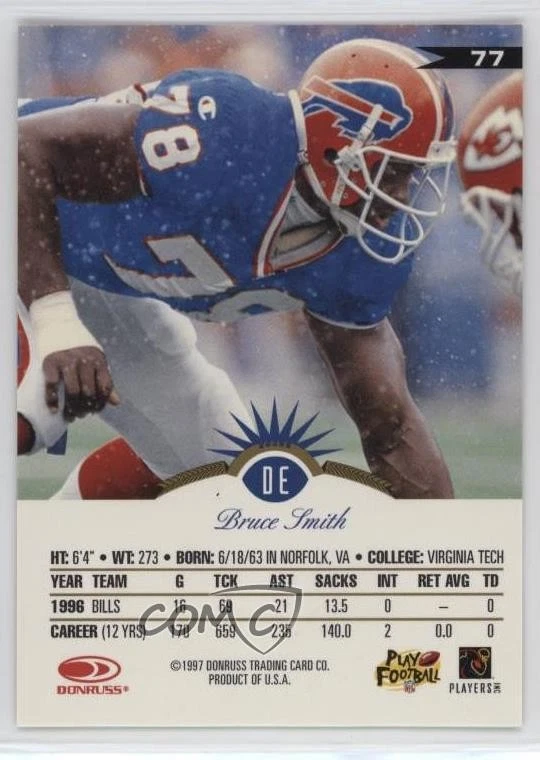 1997 Leaf Fractal Matrix Bruce Smith #77 HOF - Image 2 of 2