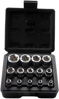 14-Piece E-Type Torx Socket Set, Star, Flower, and E-Type Sockets, E-Torx Screw