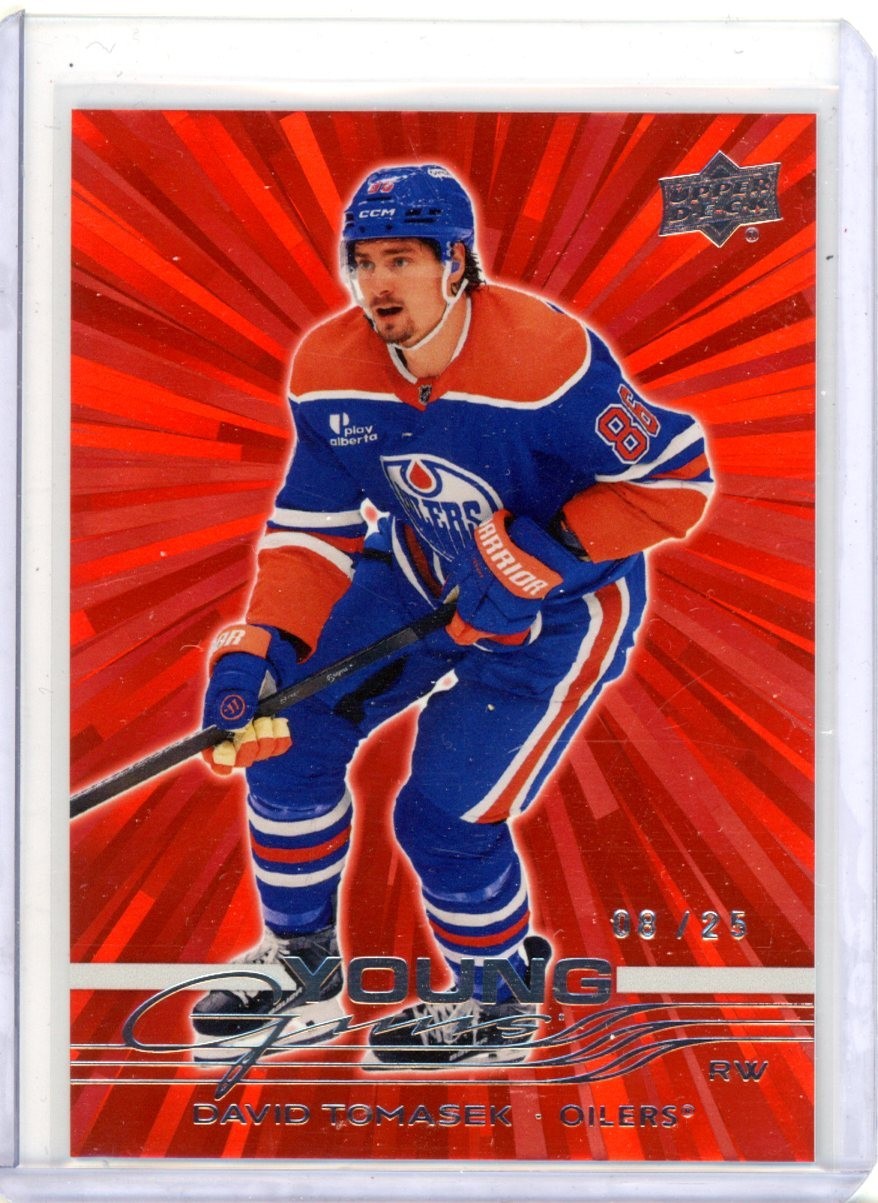 2025-26 Upper Deck Young Guns Outburst Red #481 David Tomasek RC /25